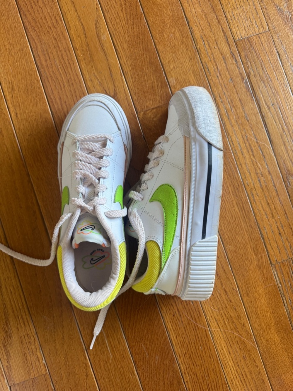 Nike Court Legacy Lift Sneakers with Neon Green Swoosh